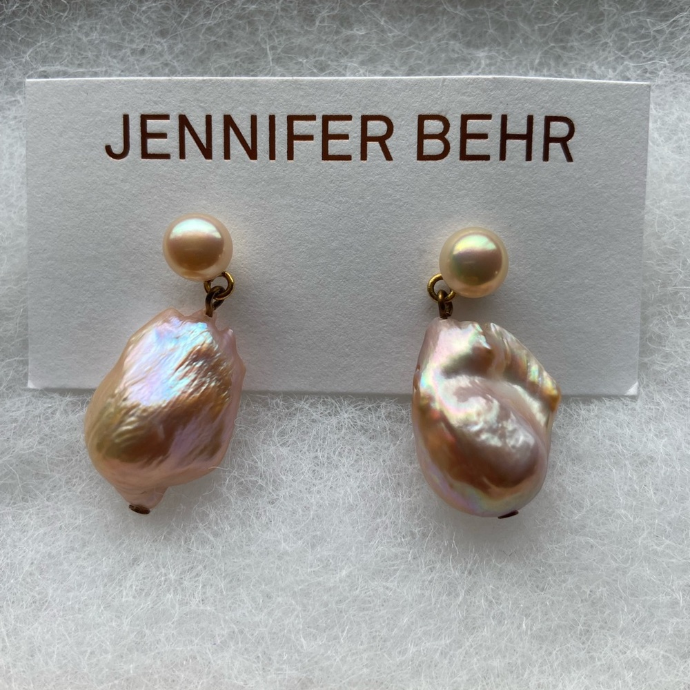Jennifer Behr Pink Baroque Pearl Earrings